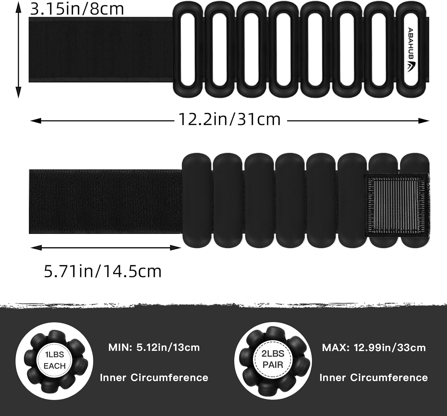 Abahub Adjustable Wrist & Ankle Weights 2Pack, Wearable Silicone Weighted Bracelet for Women, Arm Leg Weights for Home Gym Workout, Jogging, Yoga & Pilates