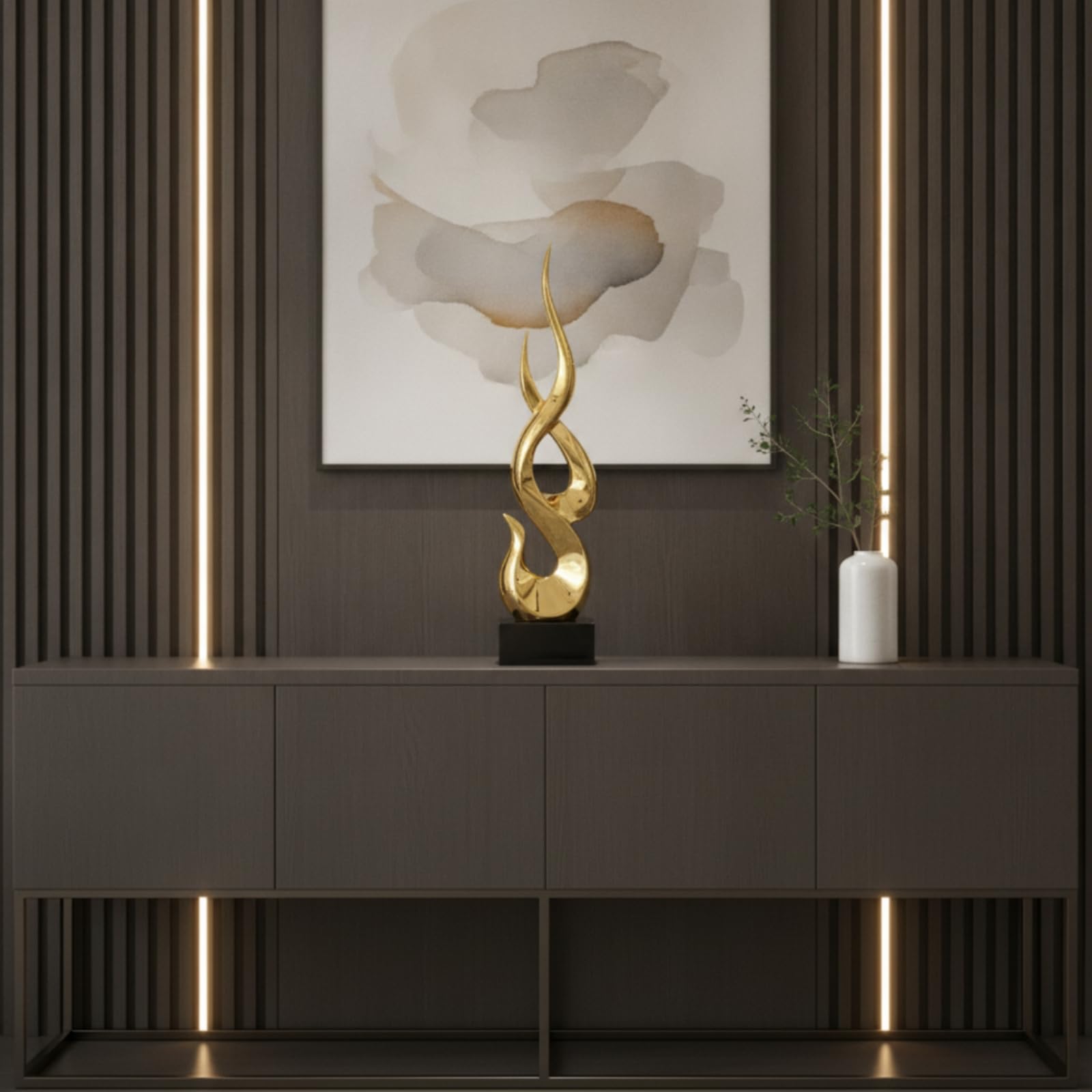 Scultura Moderna Scultura con Base Minimalista Ornamento da Tavolo per Amanti Del Design, Collezionisti, Soggiorno, Argento, Piccolo