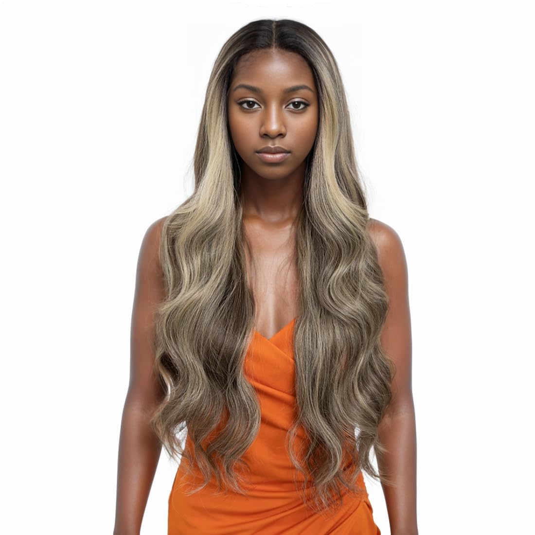 Skunk Stripe Wig Lace Front Wig Pre Plucked Ready to Wear HD Glueless 13X5X1 Synthetic Lace Front Wigs for Women 180 Density 30inch