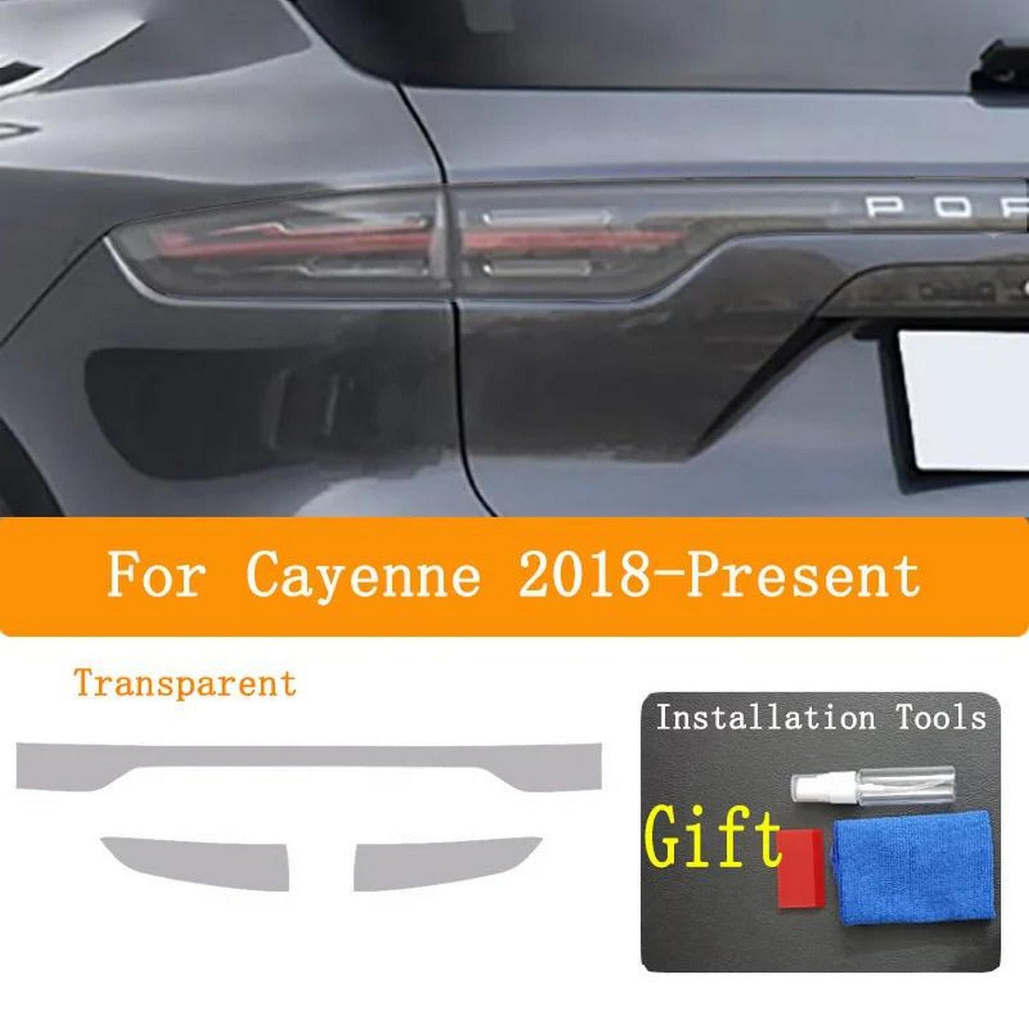 Reflektor samochodowy tylne światło folia ochronna reflektor winyl renowacja przezroczysta czarna naklejka naprawcza TPU, do Cayenne 2011-obecny