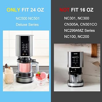 OFFCUP Ice Cream Pint Containers 24oz 4-Pack With Scoops - BPA-Free Reusable Cups for Ninja CREAMi Deluxe NC500 NC501 Series
