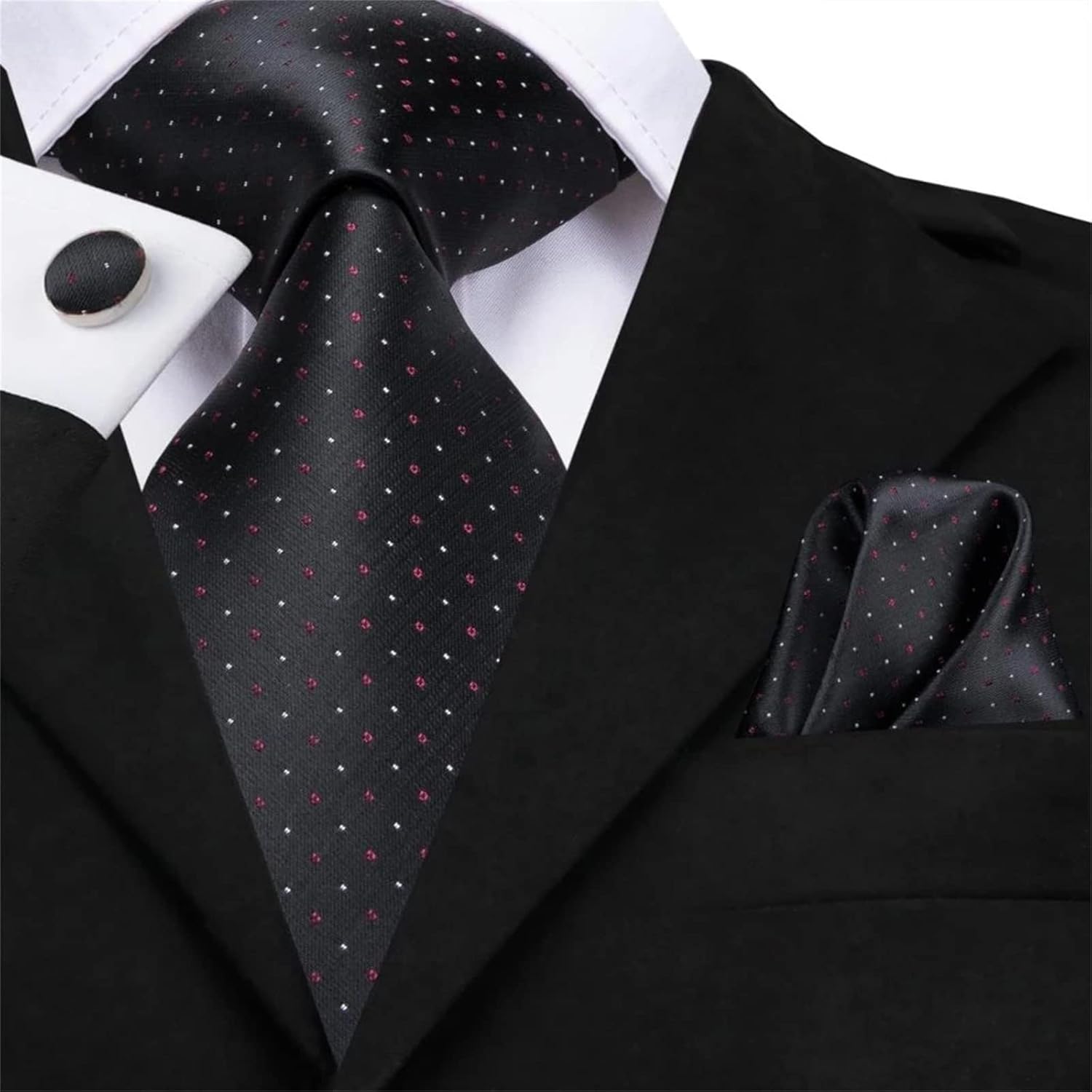 Men Ties Set Men's Tie Suit Classic Tie With Handkerchief Cufflinks Formal Silk Tie