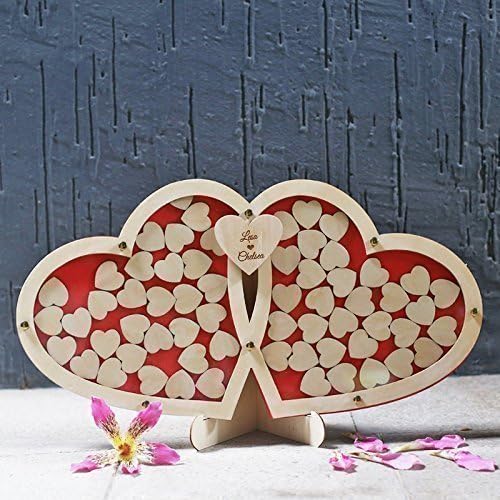 Custom Double Heart Drop Box, Wedding Guest Book Alternative