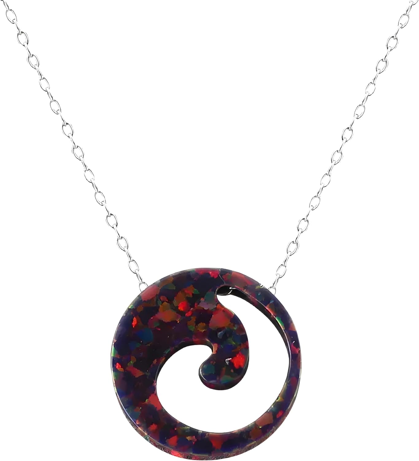 ZS 1PC Opal Stone Necklace Dolphin Heart Star Opal Stone Pendant Necklace 925 Sliver Chain Collar Pink Blue Red Letter 3