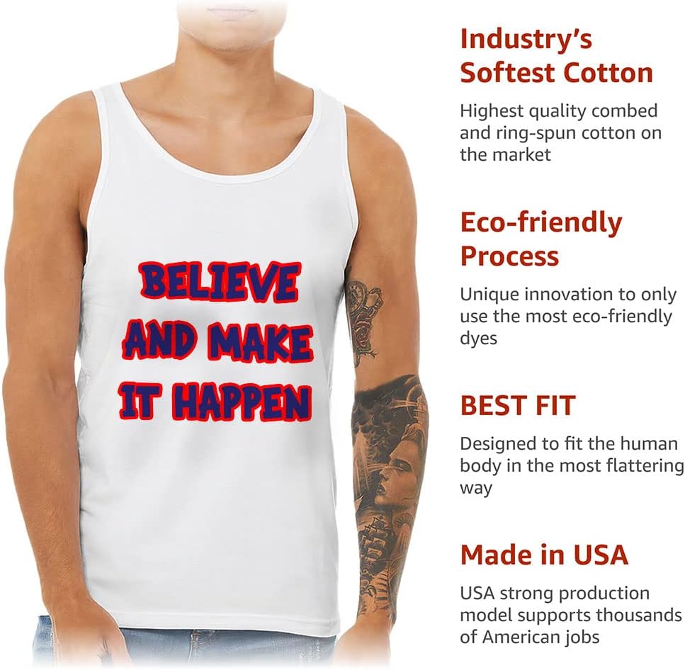 Believe and Make It Happen Tank - Print Workout Tank - Beautiful Jersey Tank