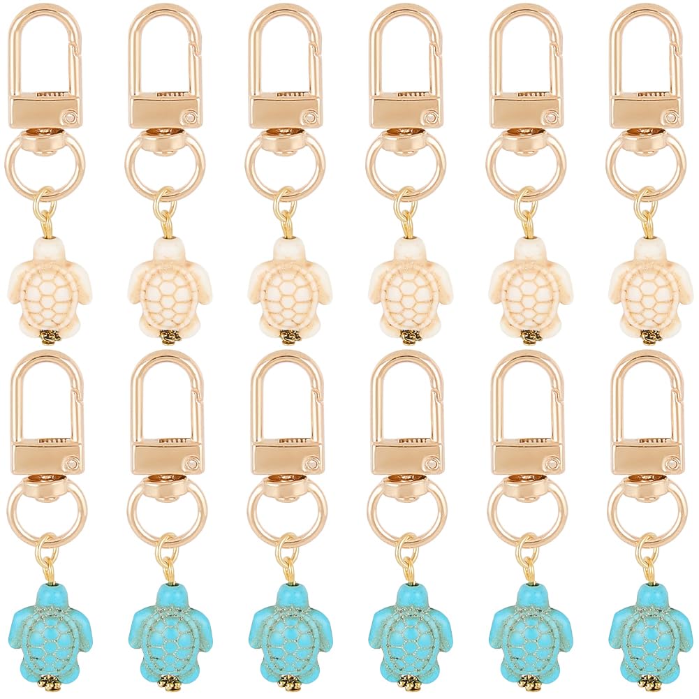 CRASPIRE 20Pcs Small Turtle Key Chain Ocean Themed Keychains Synthetic Turquoise Lucky Tortoise Summer Sea Beach Animal Life Pendant Keychain for DIY Car Key Keychains Party Favors Inspirational Gift