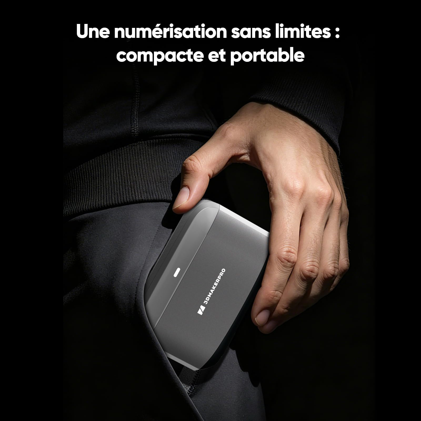 Scanner 3D portable Moose Lite pour imprimante 3D, précision détaillée élevée de 0,05 mm, numérisation haute vitesse à 10 FPS avec lentille anti-vibration, scanner pour modèles 3D - Paquet standard