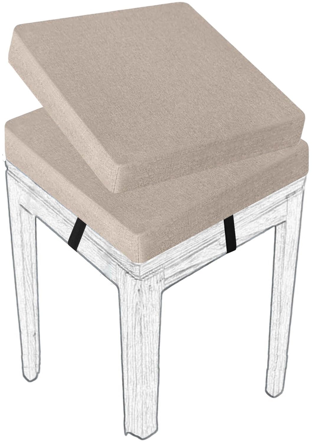 MCNDSI Stools Seat Cushion Square 30/45/35/40/50cm Thick Seat Pad with Ties Anti-Slip Dining Chair Pad with Washable Cover for Indoor,Garden,Kitchen,Bar Chairs,Wooden Chairs(#2,(2pcs) 50x50x8cm)