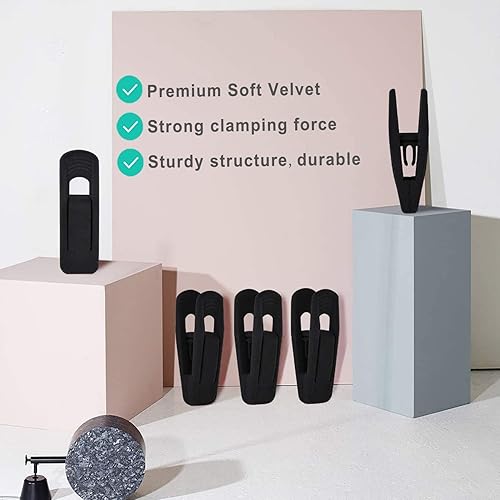 Miniatura 4 de TOFIIGREM Clips de terciopelo negro (paquete de 50), clips de terciopelo antideslizantes para colgar faldas para perchas de terciopelo, clips de