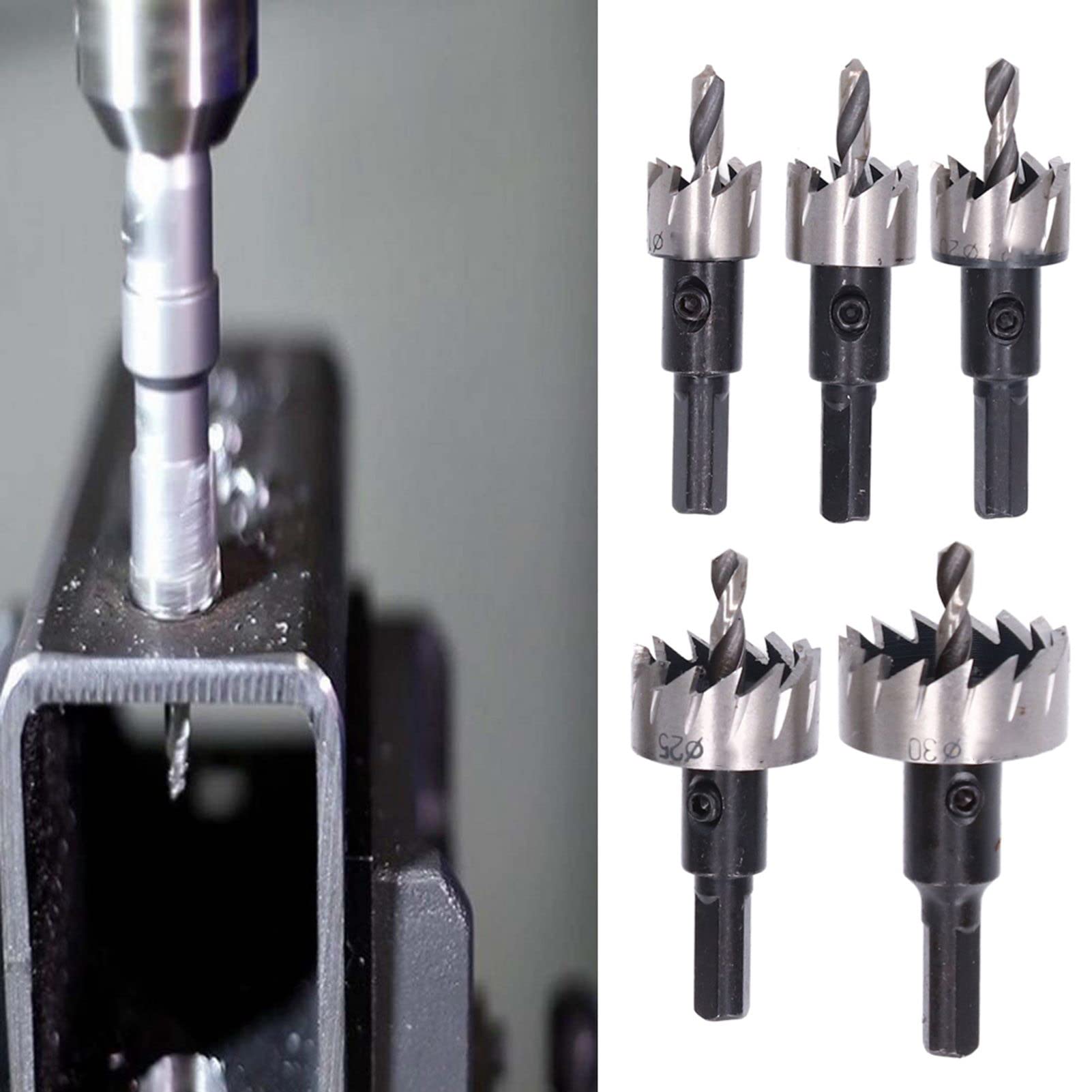 Wiertła do metalu, Wiertła Otwornice 16‑30mm 5 sztuk Wysoka ostrość do żelaza do aluminium do stali
