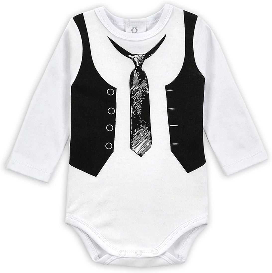 Lexikind Tuxedo Onesie for Boys: Baby Romper Dinner Jacket/Suit with Bow Tie