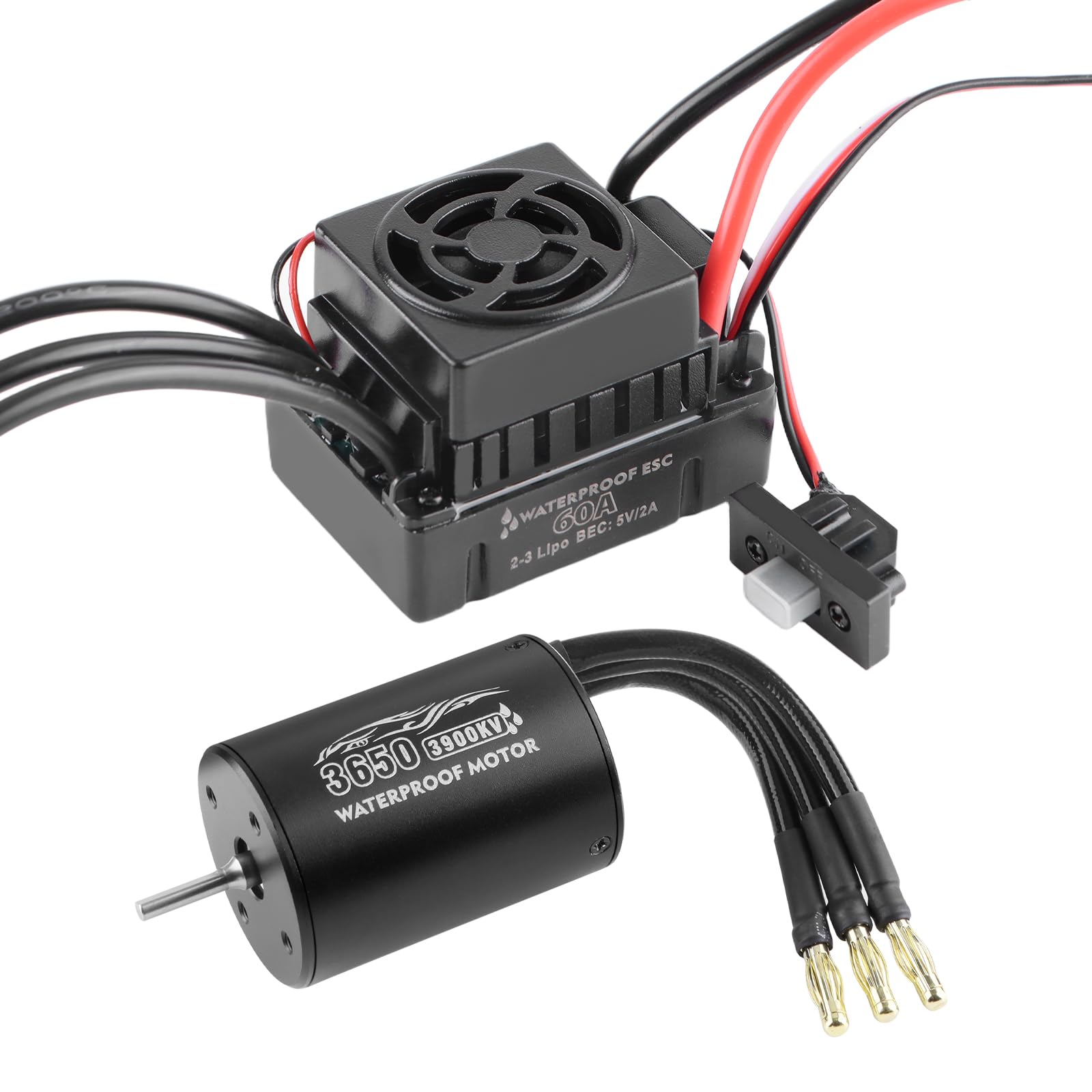 Photo 1 of GIXCEL Surpass Hobby 3650 Brushless Motor with 60A Waterproof ESC Combo, Sensorless Motor ESC Upgrade for 1/10 RC Short Course Trucks Cars (3900KV)