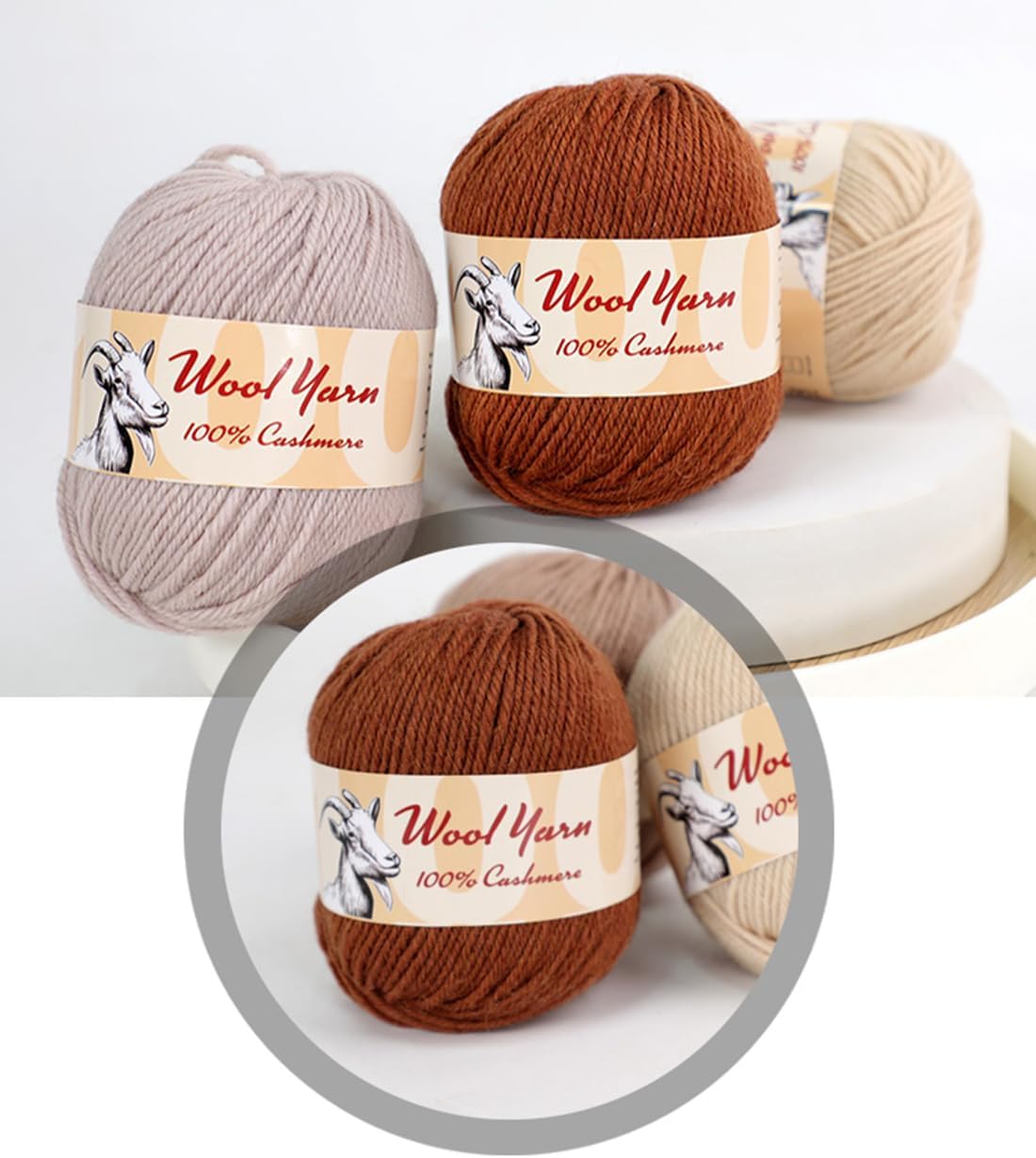 100% Cashmere Wool Yarn (Pack of 10) by Yonkey Monkey 500gr Imported Knitting Crochet (Gray Camel 10)