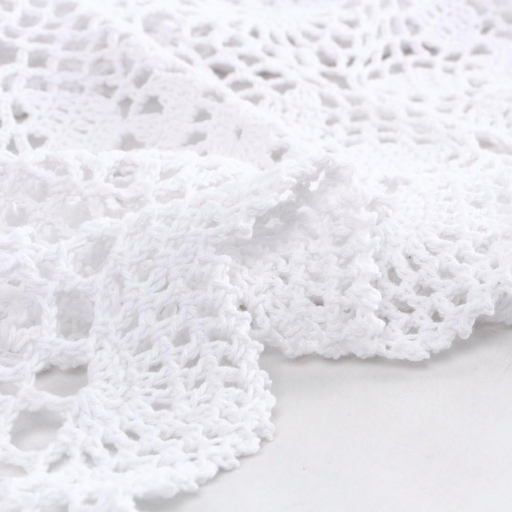 yazi Handmade Crochet,Tablecloth Cotton Lace Rectangular Table Placemat Sofa Doilies White Color 16''x24
