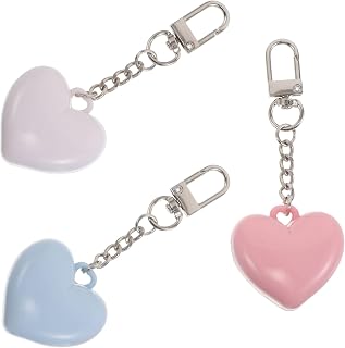 3pcs Travel Makeup Organizer Heart Shaped Empty Eyeshadow Palette with Mirror and Keychain for Women, Plastic and Metal Small Refillable Cosmetic Case for Creams and Blusher