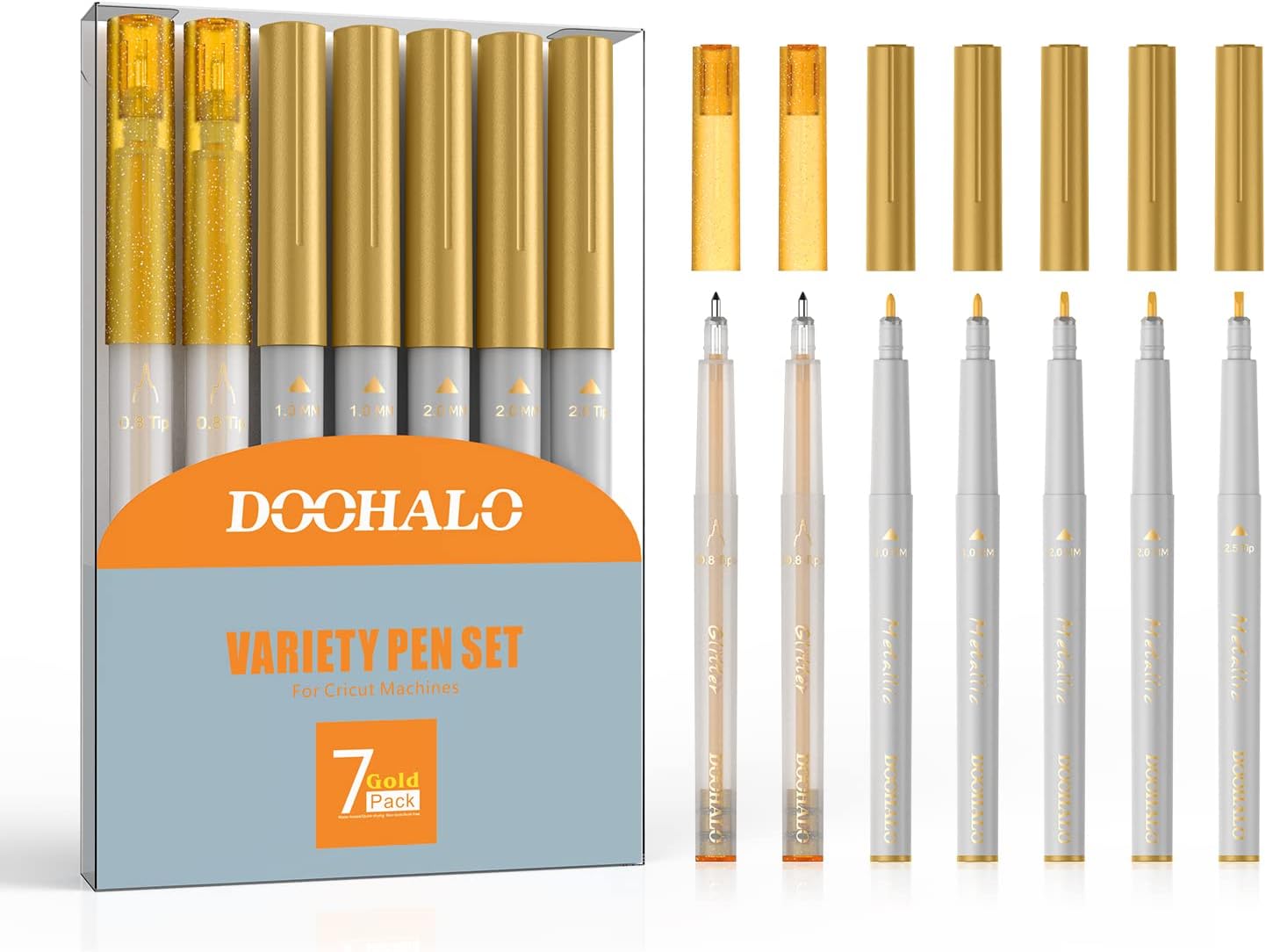 DOOHALO Gold Metallic Gel Glitter Pens for Cricut Maker 3