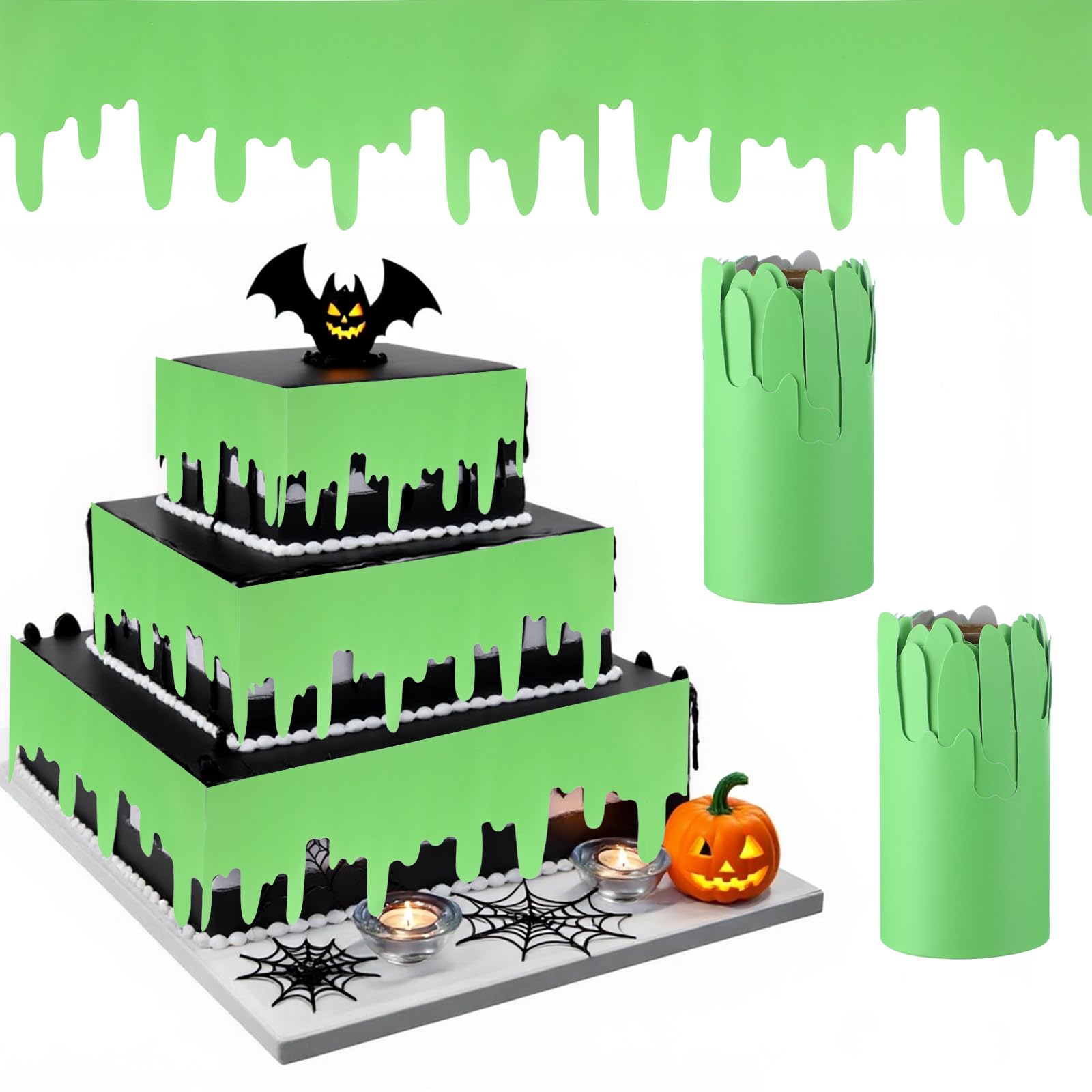2 Roll Halloween Green Slime Decorations Ghost Theme Cake Decor