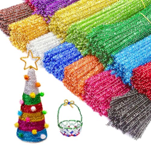 JIHUOO Golden Craft Pfeifenreiniger, 6 mm x 30 cm, polierter Metalldraht, ideal zum Basteln, 200 Stück