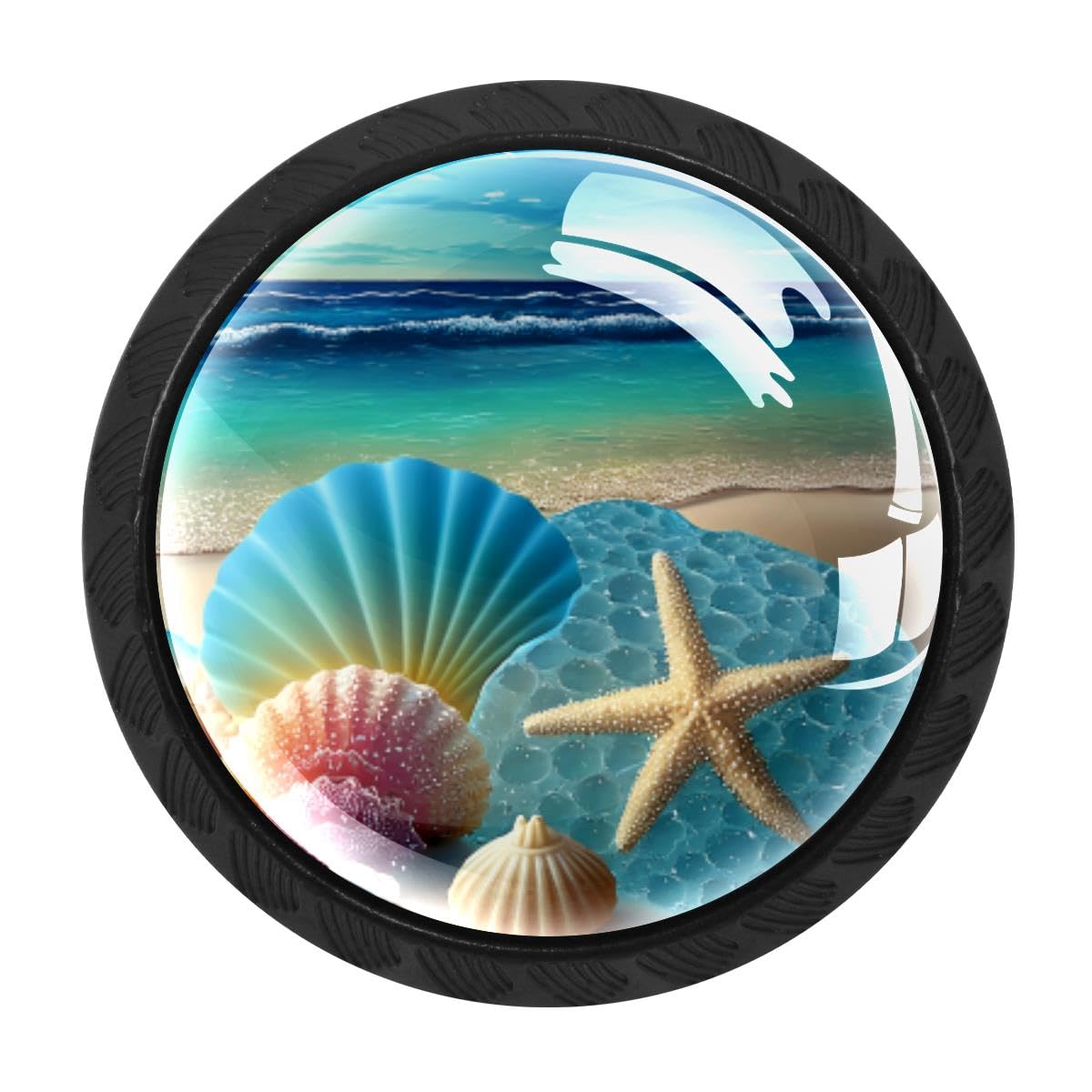 4 PCS Kitchen Cabinet Knobs, Starfish Shells Drawer Knobs Dresser Handles