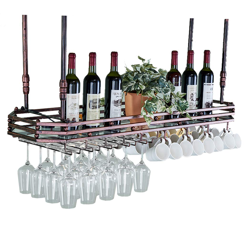 Casiers à vin avec porte-verre en métal suspendu finition bronze chic