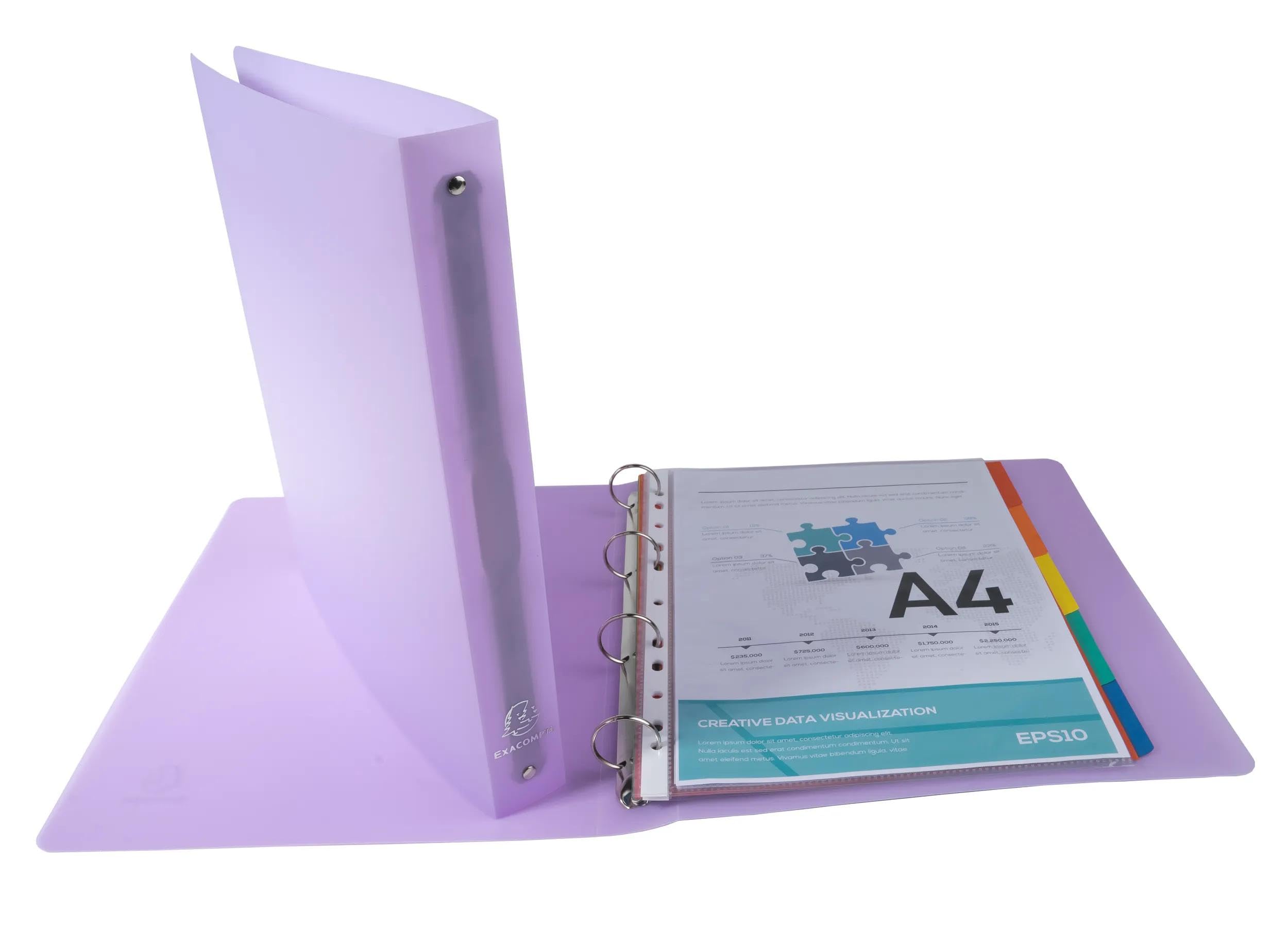 Exacompta - Rif. 51970E - Cartone da 15 raccoglitori Chromaline, 4 anelli rotondi diametro 30 mm, dorso 40 mm, dimensioni esterne: 32 x 26,8 cm, formato A4 maxi assortiti