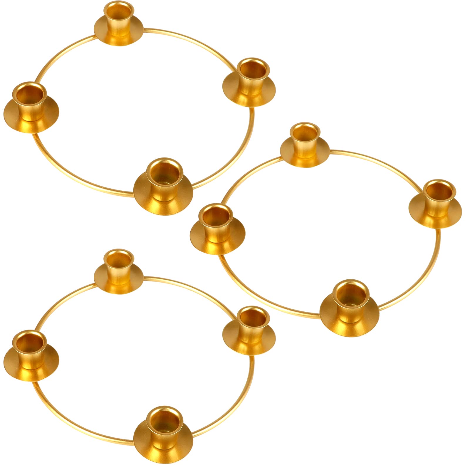 3-Piece Round Advent Wreath Ring - Gold Metal Advent Candle Holder for Christmas Home Decor