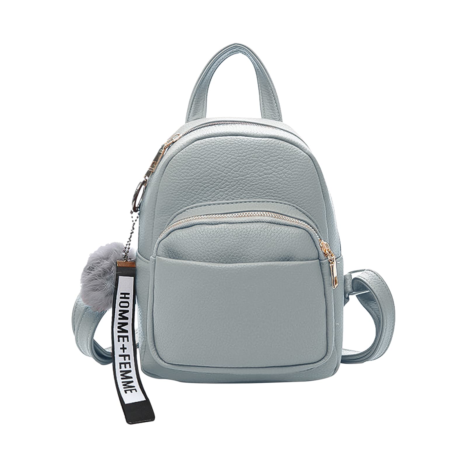 Mode Mini Rucksack Damen Kleiner Daypack mit Pompon Mädchen PU-Leder Rucksäcke für Reisen Dating Täglicher Gebrauch