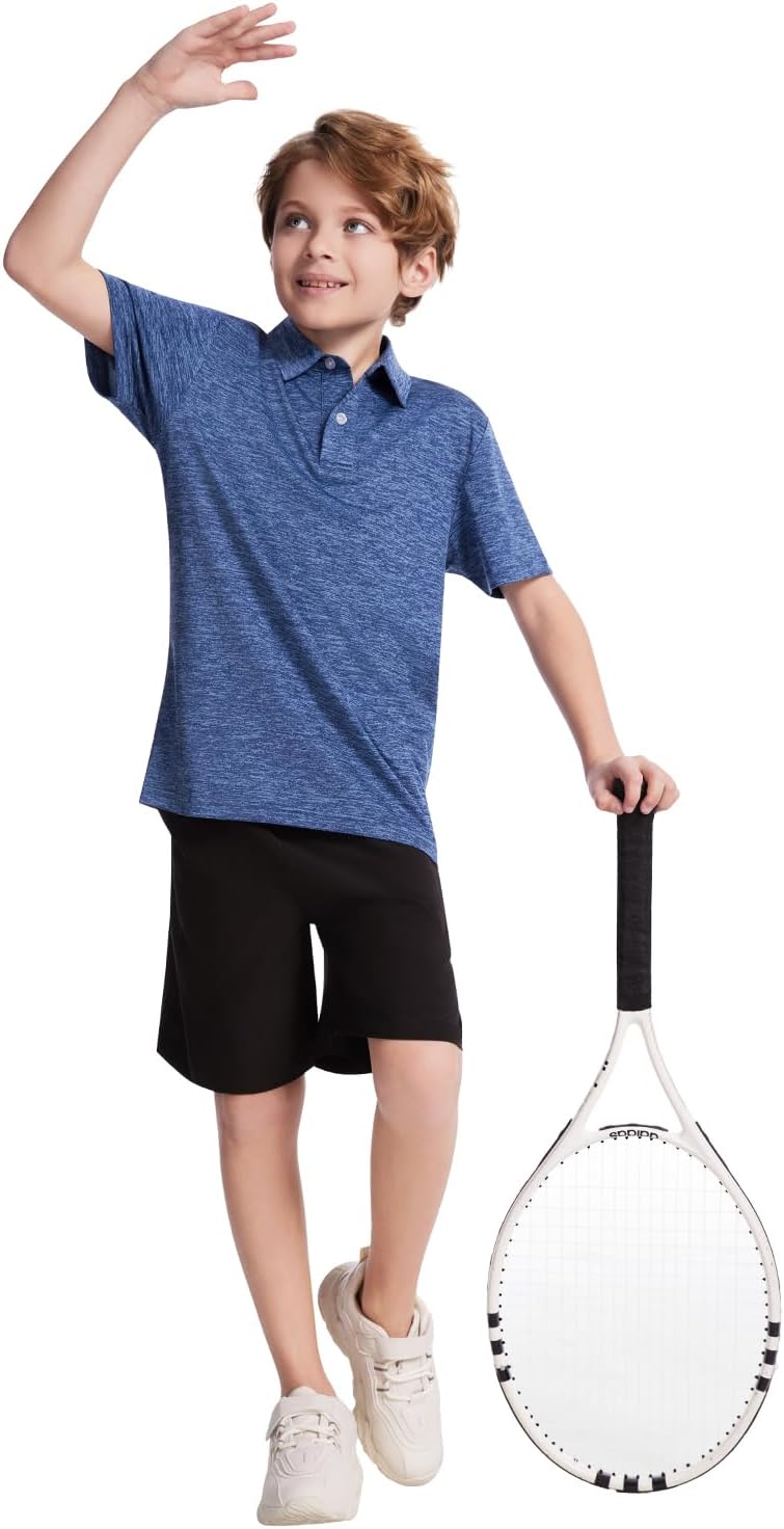 Ullnoy Boys Short Sleeve Polo Shirt Moisture Wicking Golf Shirt Kids School Camp Uniform Shirts Boys 4 Pack - Image 2