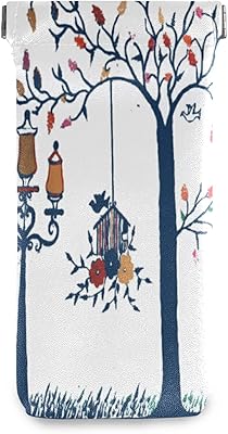 susiyo Vintage Rose Trees Flowers Glasses Case Portable Microfiber PU Leather Soft Sunglasses Bag Eyeglasses Pouch Holder Squeeze Top for Women Men