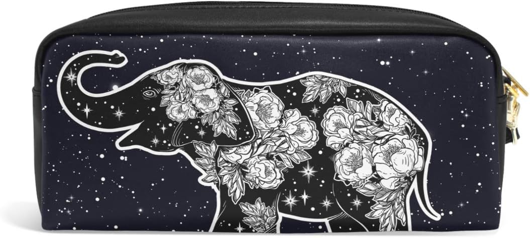 日本未入荷 Samau ペンケース おしゃれ 革 筆箱 大容量 ペンポーチ 象柄 宇宙柄 星柄 スリム 高校生 中学生 小学生 女の子 男の子 化粧ポーチ 多機能 文房具 プレゼント対応 Wisp Mx