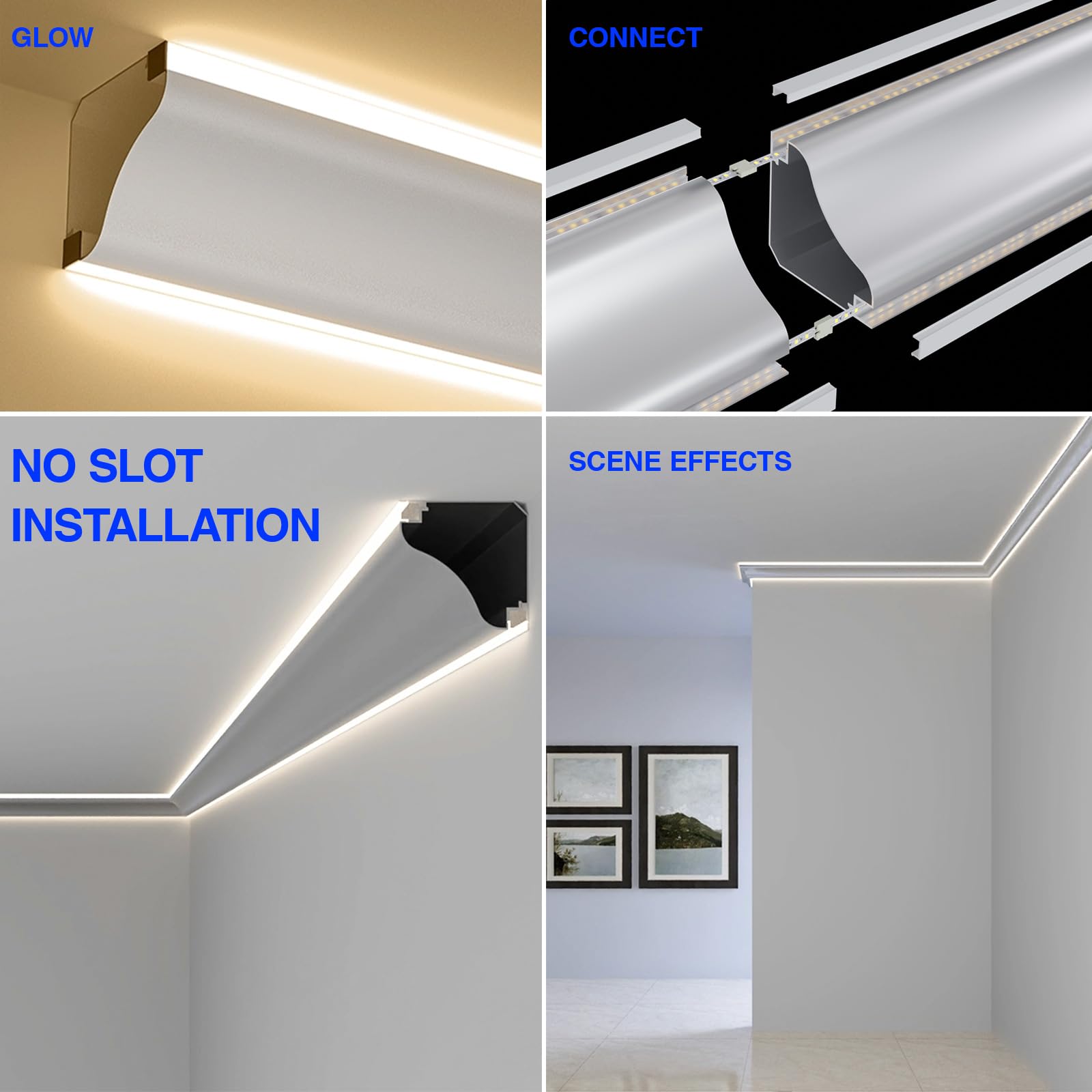 Profil aluminiowy do taśm LED, ekranowanie matowe 2 m x 5 szt., szerokość 2 m x 69,1 mm x 69,1 mm, pasuje do taśm świetlnych różnych producentów, maksymalna szerokość 9,6 mm