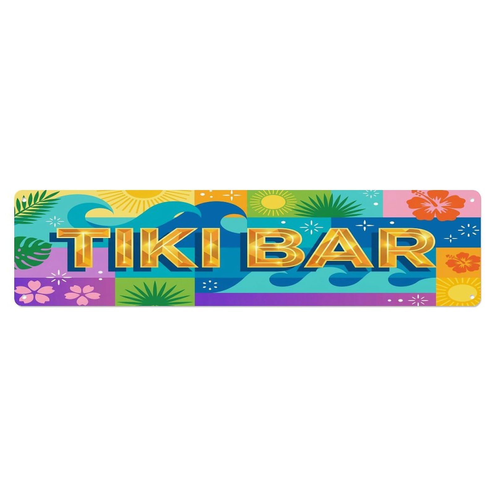 Tiki Bar Outdoor Garden Decor Tropical Seaglimmer Metal Tin Sign