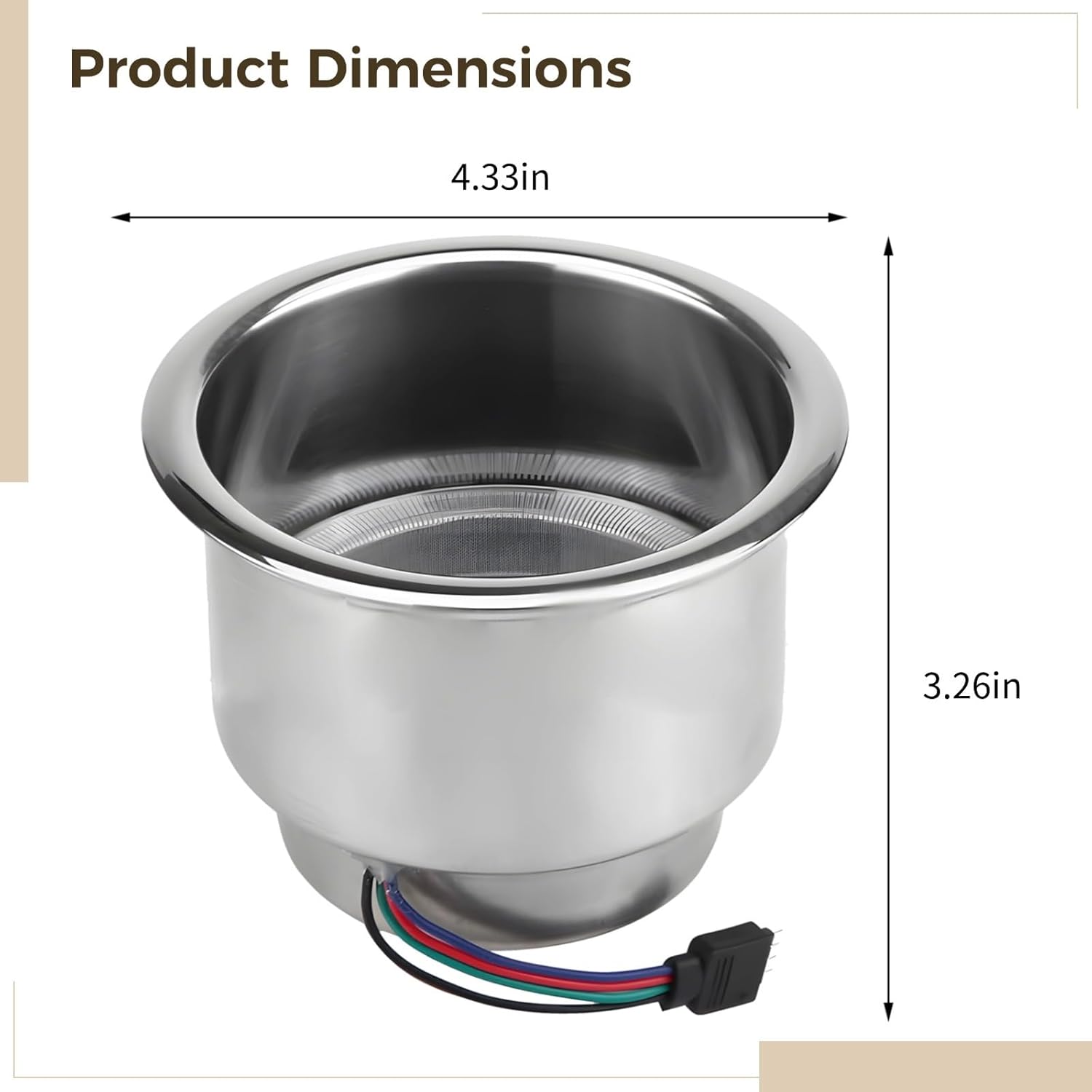 4-Pack RGB Led Car Cup Holder Lights, Stainless Steel Coasters with Remote, Easy Setup, Perfect for Trucks, Boats, and Rvs