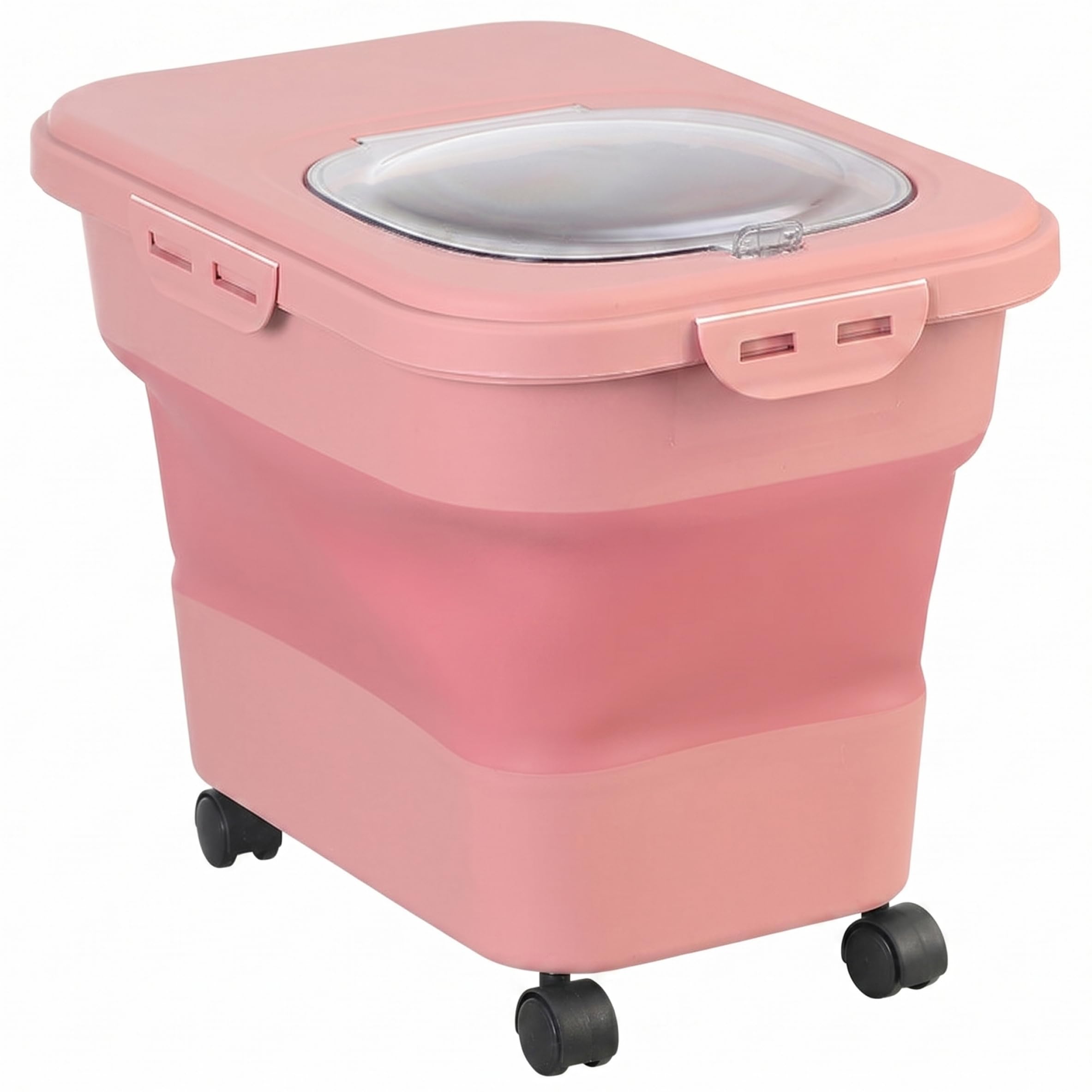 Xoeryoy Rolling Dog Food Storage Container, 20L Collapsible Airtight Pet Food Storage Containers, Plastic Rice Container With Rolling Wheels