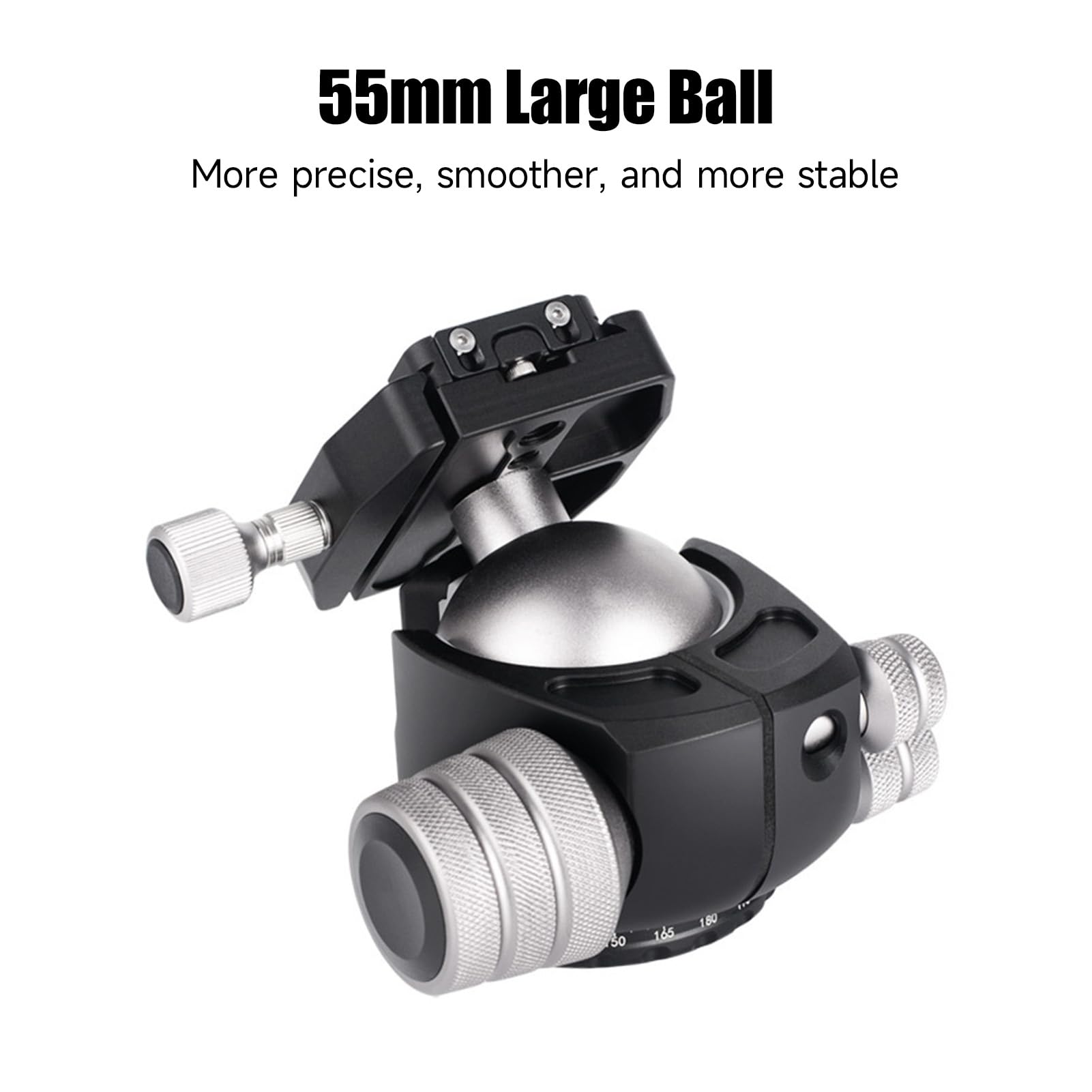 Lazmin112 Testa A Sfera A Basso Profilo Da 55 Mm, Testa Panoramica Per Treppiede Resistente A 360 Gradi, Con Piastra A Sgancio Rapido Da 1/4 Di Pollice, Vite Da 3/8 Di Pollice