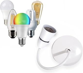 LORD C Ceiling Pendant E27 100W Heavy Duty Light Bulb Holder Light Fitting Set 6 150mm Lamp Hanging Light for Living Dining Room Bedroom Kitchen Supplies Home 1PC White [Energy Class A+++]