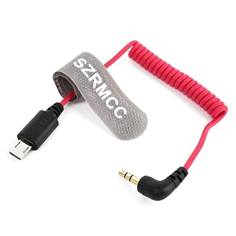 SZRMCC Micro-USB Timecode Cable Right Angle 3.5mm TRS for S-Ony FX3 FX30 A7S3 A1 Multi-Camera to Tentacle Sync Original/SYNC E/Track E Units