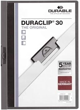 DURACLIP 30 A4 Clip Folder | Holds Up-to 30 Sheets of A4 Paper | Robust Metal Sprung Clip | Anthracite Grey Coloured Files