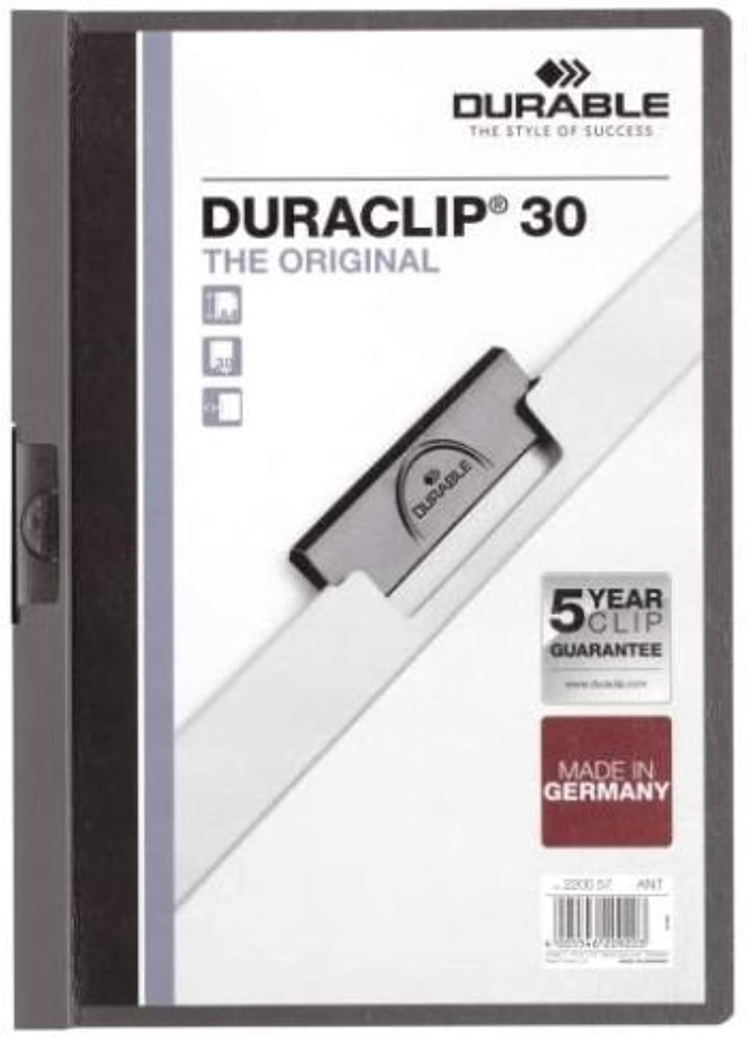 DURACLIP 30 A4 Clip Folder, Anthracite Grey, Single Cover