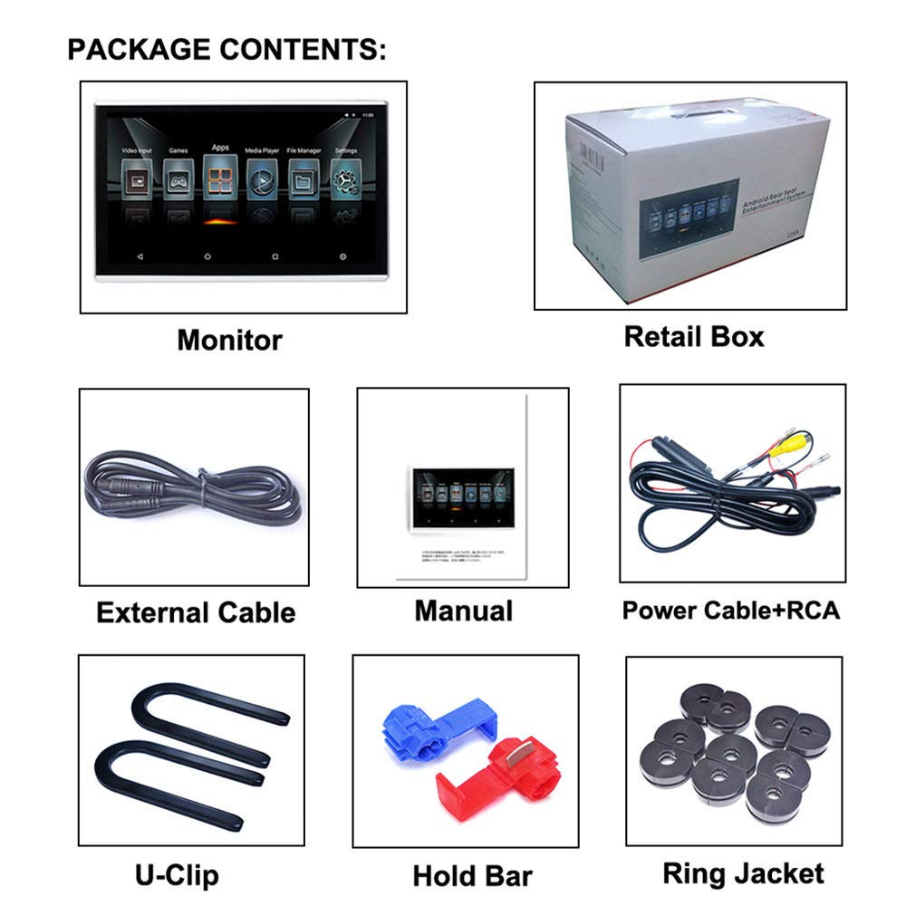 FANGX Écran Appuie-Tête 11,6" WiFi, Lecteur DVD Portable Voiture Android Ultra-Mince Siège Arrière, Moniteur TV Bluetooth, Miroir Téléphone HDMI, USB