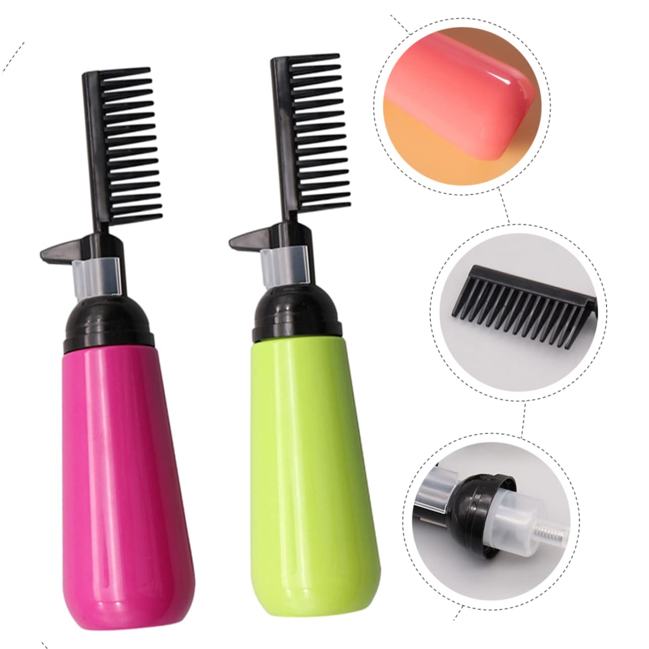 2Pcs Hair Dye Applicator Bottles with Comb Durable Plastic Coloring Bottles for Even Application for Hair Coloring Conditioning Home Beauty Treatments