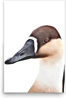 Swan Goose Wall Art Poster 12x18 Inches Unframed - Cute Peeking Animal Portrait Home Decor Gifts for Goose Lovers