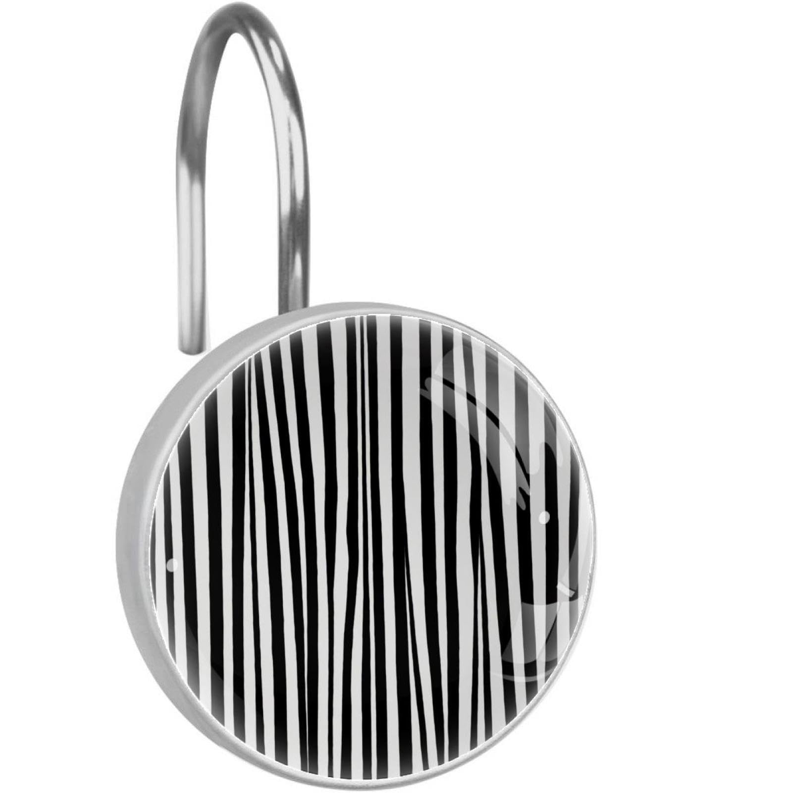 Ganchos para cortina de ducha de vidrio a rayas, juego de 12 anillos inoxidables de baño