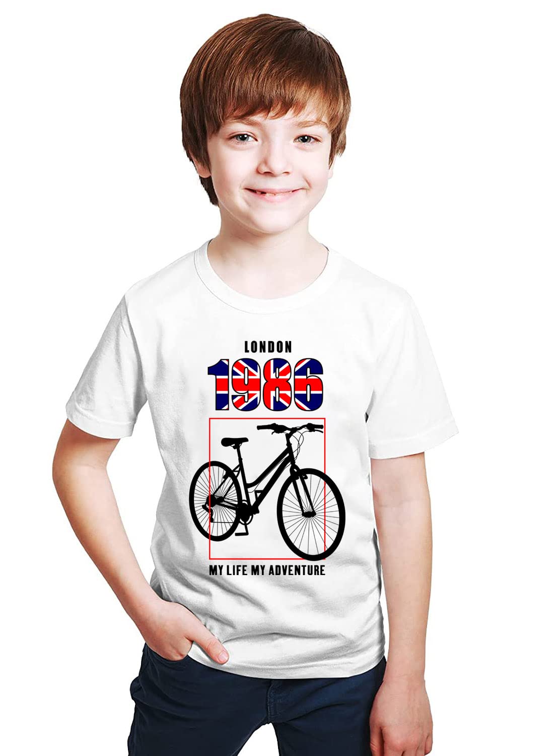 INDISSHUnisex Kid's Cotton Half Sleeves Printed T-Shirt|(London-1986)