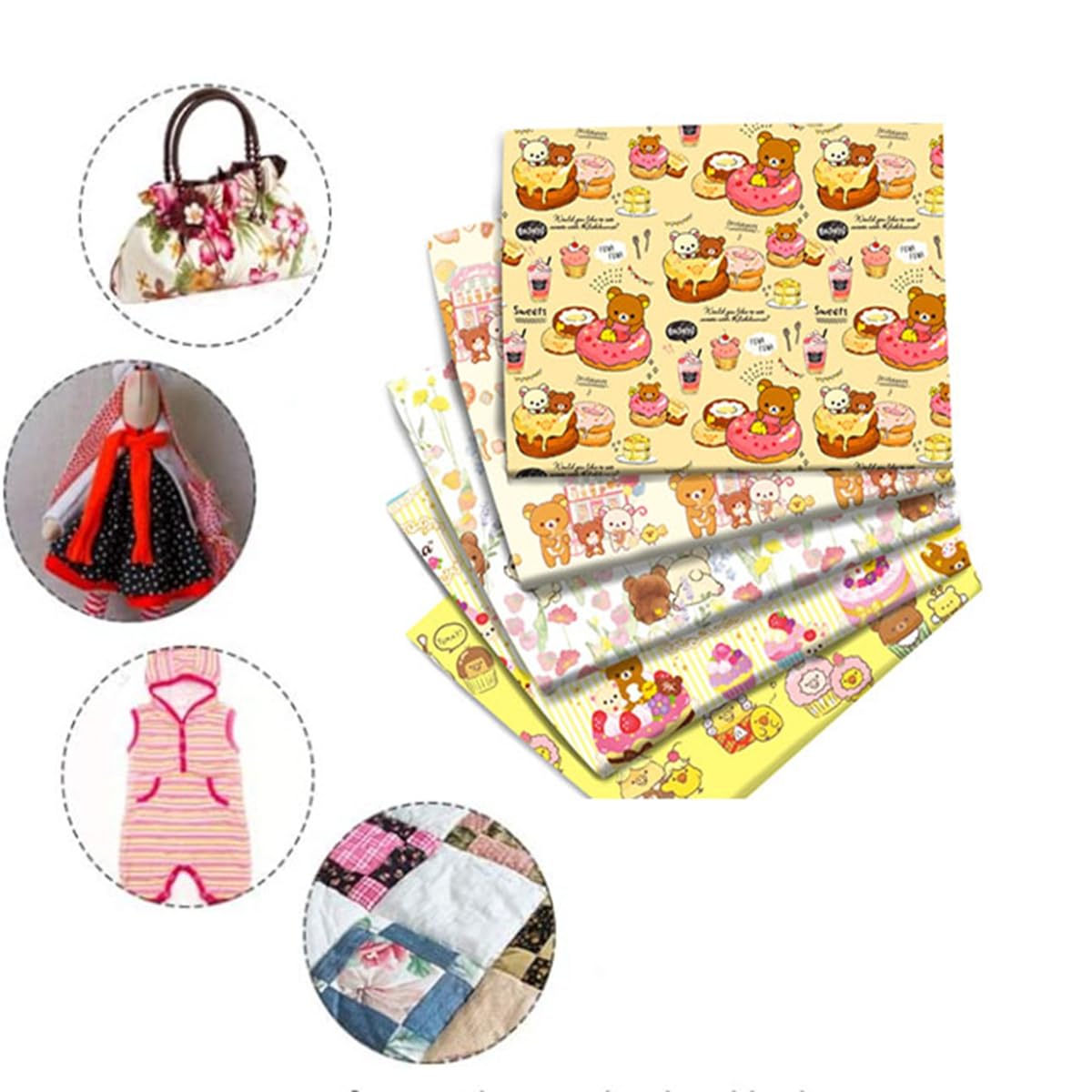 bawełniana tkanina bawełniana, 145 cm szerokości, kreskówki, nadruk, tkanina bawełniana, uroczy miś, patchwork, zestaw tkanin, 100% bawełna, materiał do szycia, towar sprzedawany na metry,