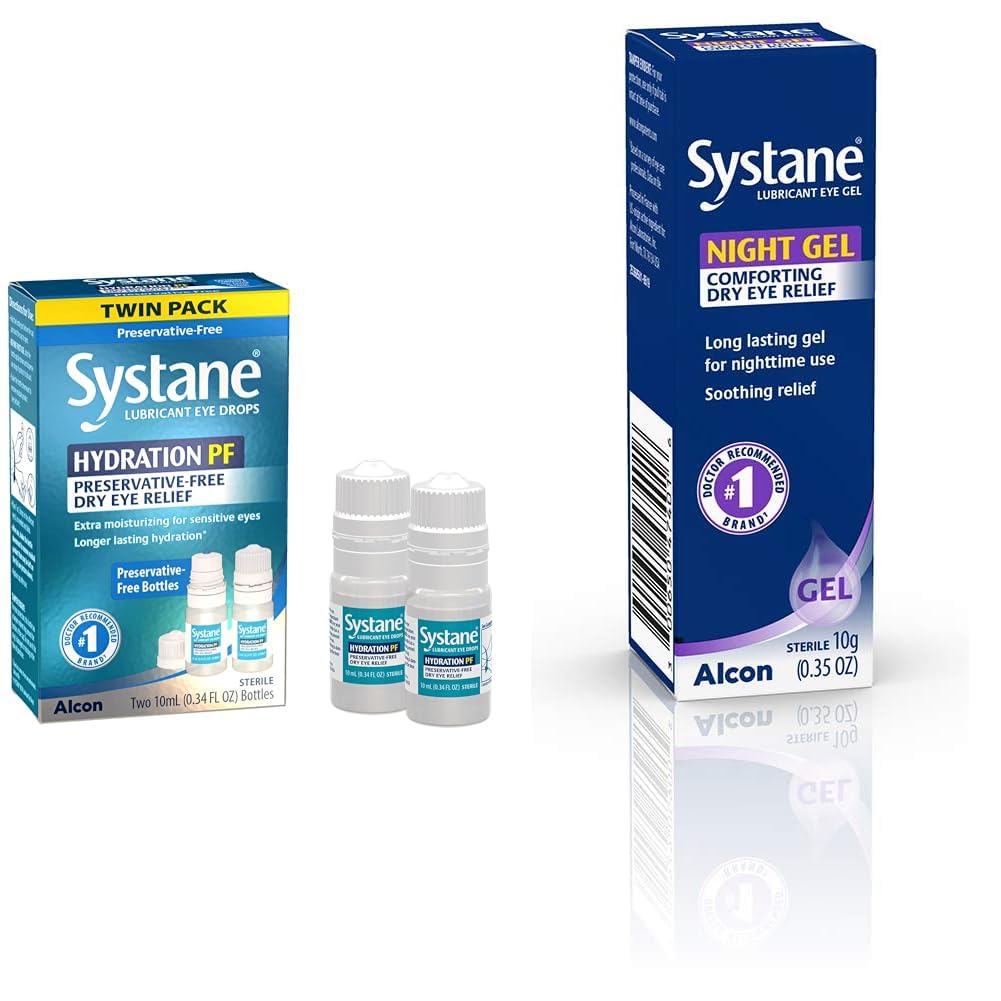 Systane Hydration Multi-Dose Preservative-Free Eye Drops Dry Eye Relief Twin Pack 2x10ml Lubricant Eye Gel Nighttime 0 35-Ounces