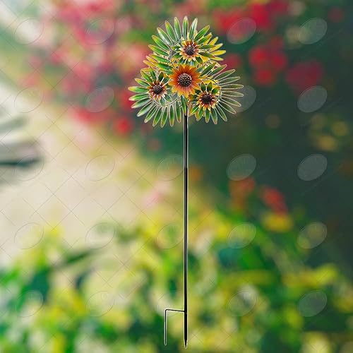 Miniatura 2 de Red Carpet Studios, Estaca giratoria, flores de 75 pulgadas, hojas amarillas y verdes