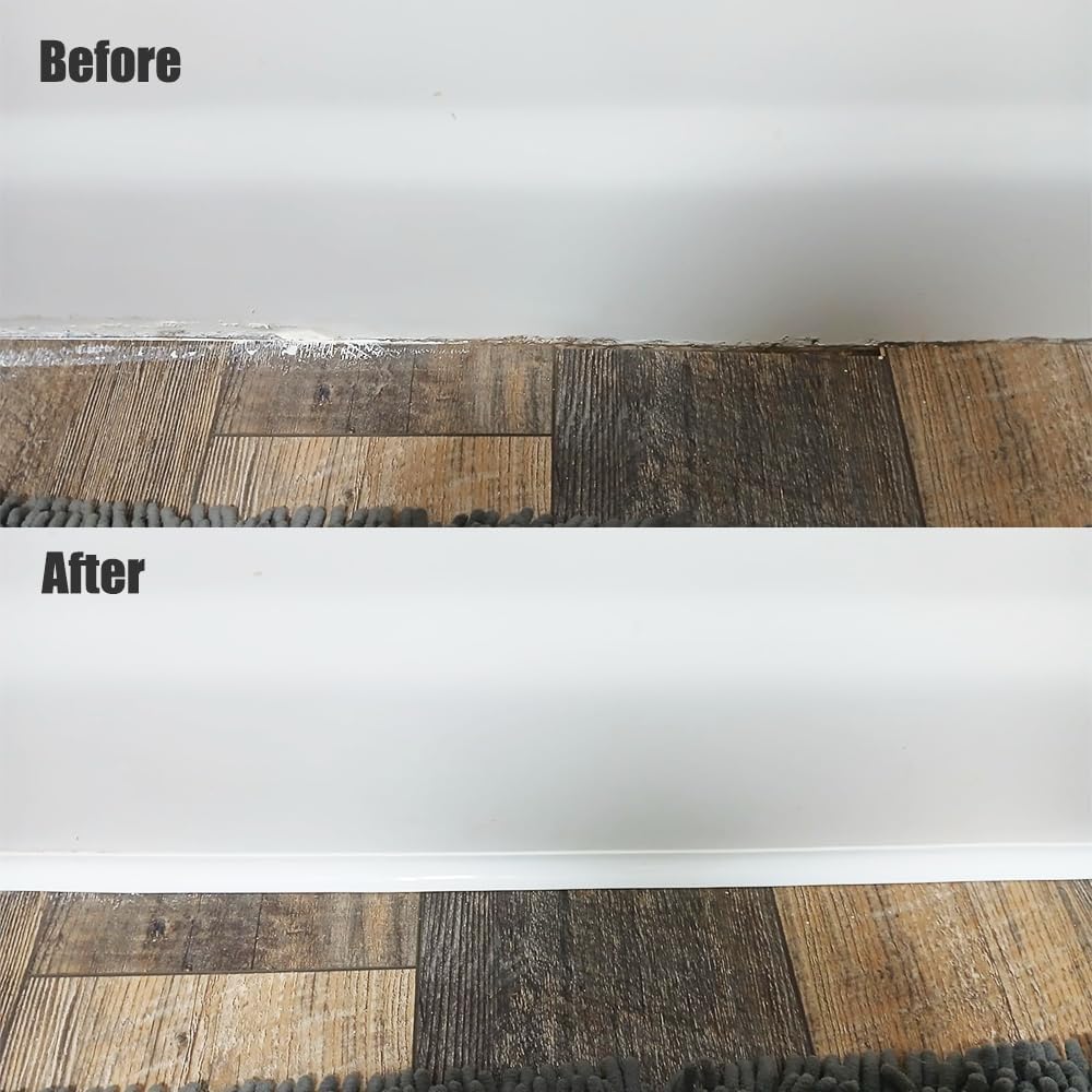 Flexible Quarter Round Molding Trim Peel and Stick Self Adhesive Silicone Waterproof Sealing Strip for Baseboard,Wall,Bathtub,Floor,Bathroom,Crown (Size-472Inch)