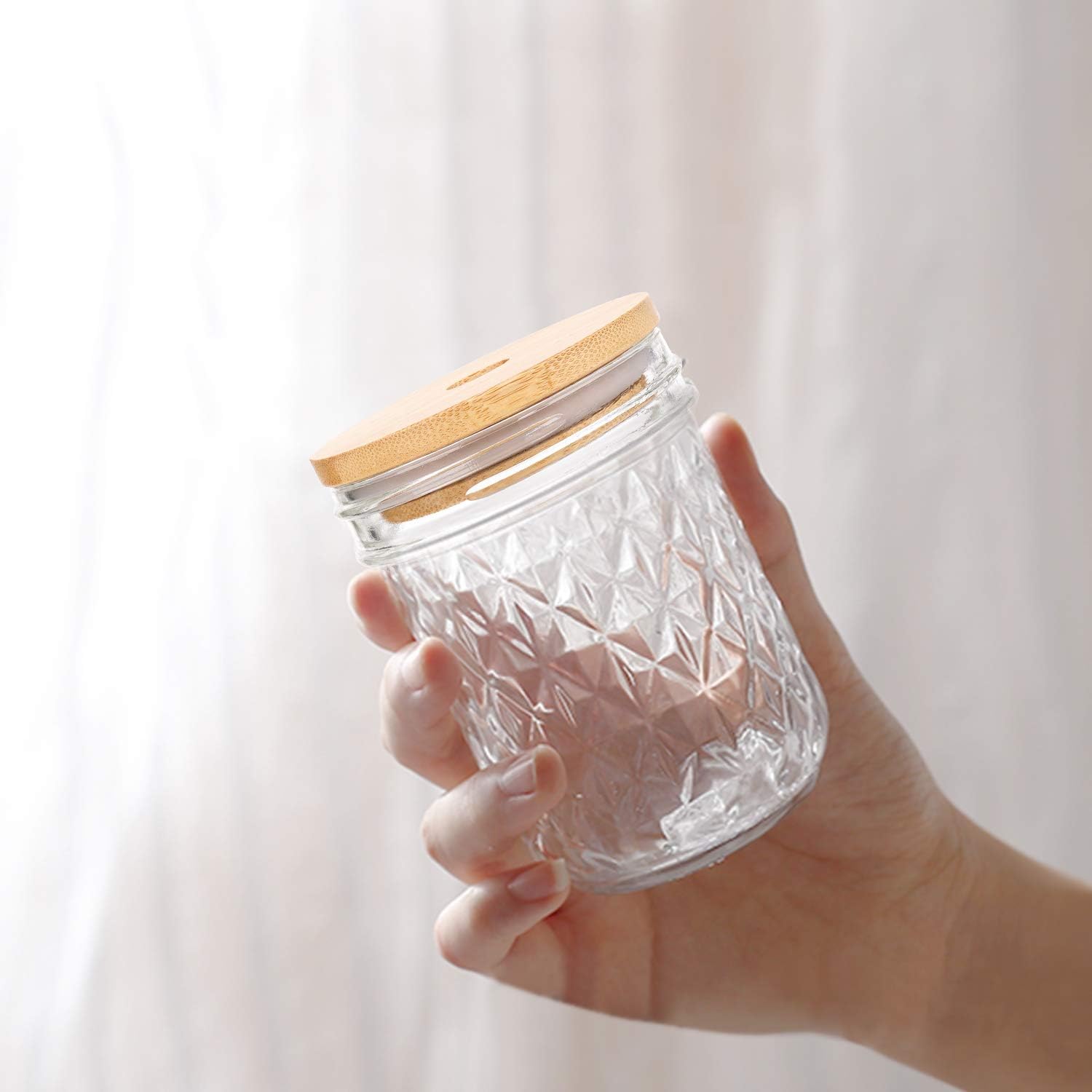 Exсluѕіvе Dіѕсоunt 70% Prісе Wide Mouth Mason Jar Lids, Mason Jar Drinking Glasses With Diamond-Shaped Texture 16 OZ, Set of 2 Mason Jar Cups with Lids and Straws, for Jam, Juices, Honey, Cocktail, DIY Spice Jars