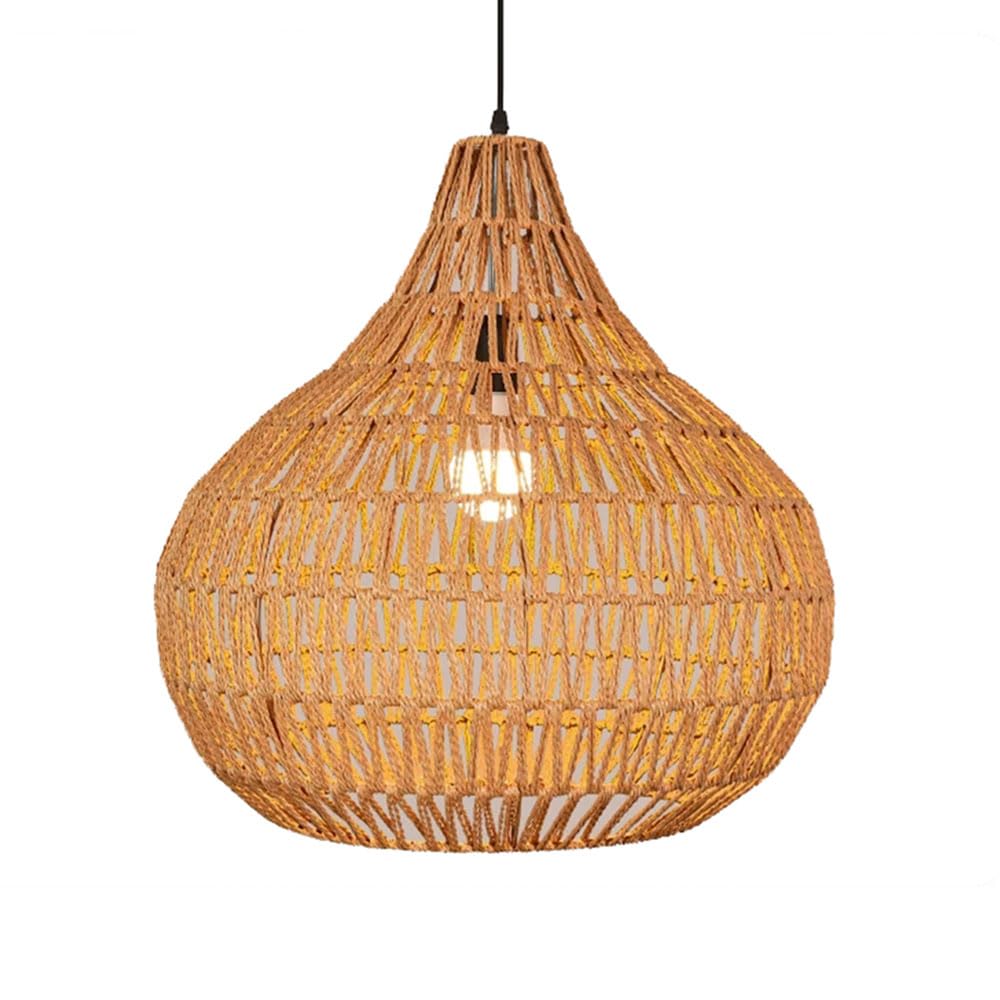 CSSYKV Wabi-sabi Style Chandelier, Southeast Asian Retro Hemp Rope Lamp Shade 1-Light Handmade Hanging Lamp 19.7 Inch Restaurants Dome Ceiling Light for Kitchen Dining Room Tea Room Ceiling Decor